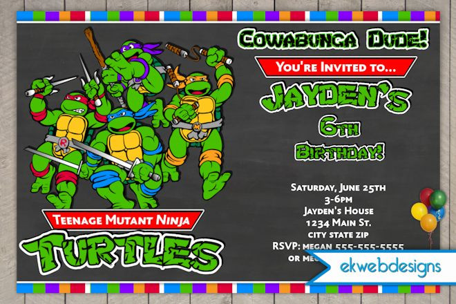 Ninja Turtle Birthday Party Invitations
 FREE Printable Ninja Turtle Birthday Party Invitations