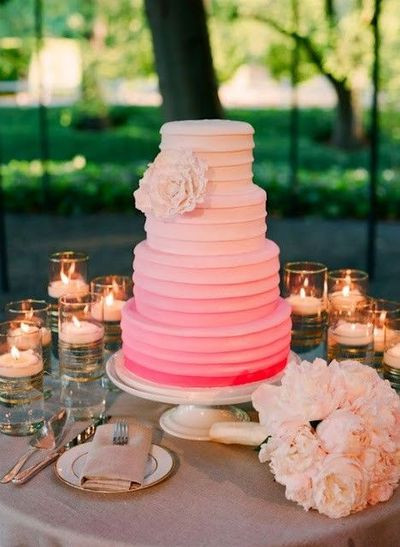 Non Fondant Wedding Cakes
 love the ombre color and the non fondant decoration