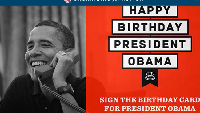 Obama Birthday Card
 Barack Obama celebrates 52nd birthday with a birthday card