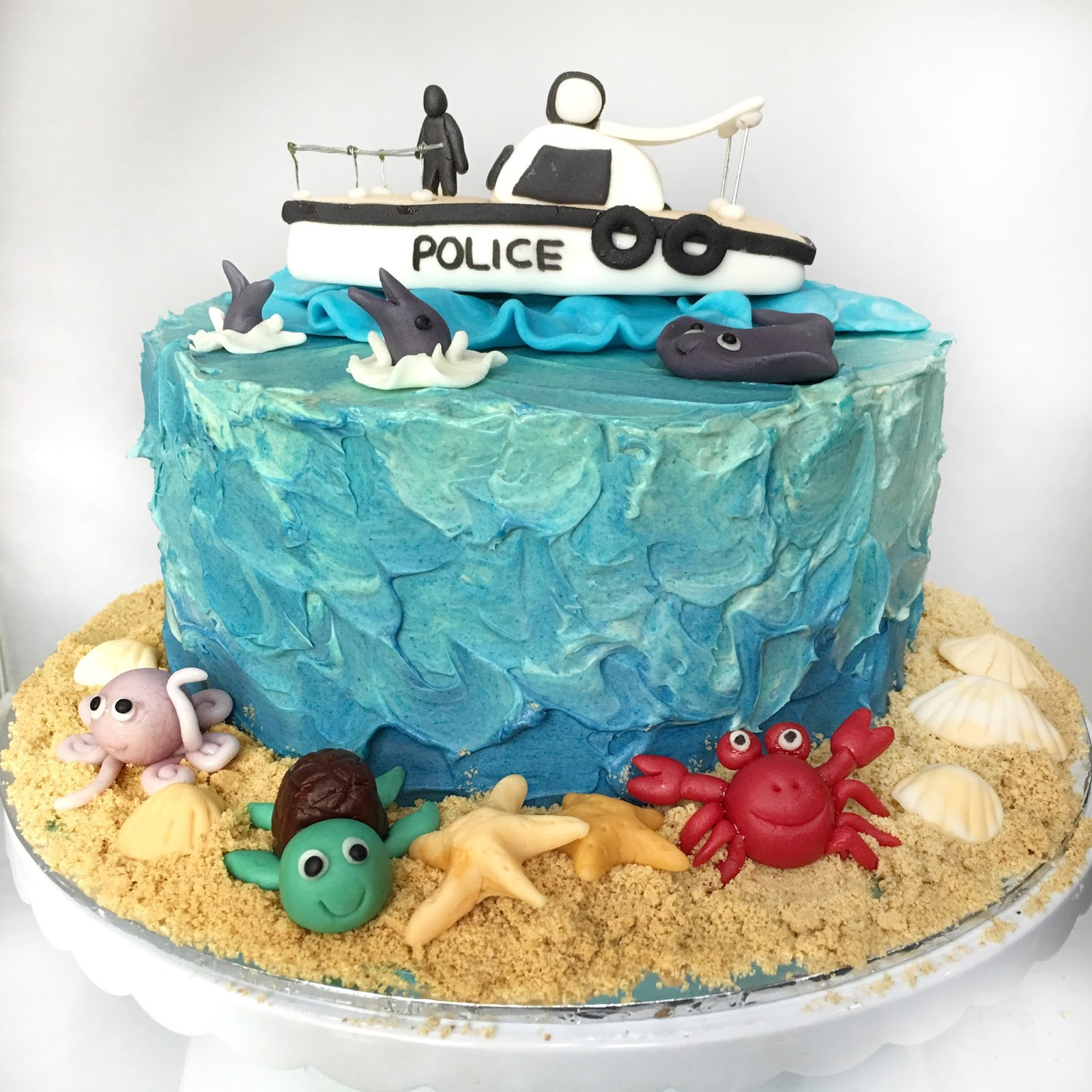 Ocean Birthday Cake
 Blue Ombre Ocean theme Wave Cake Sherbakes