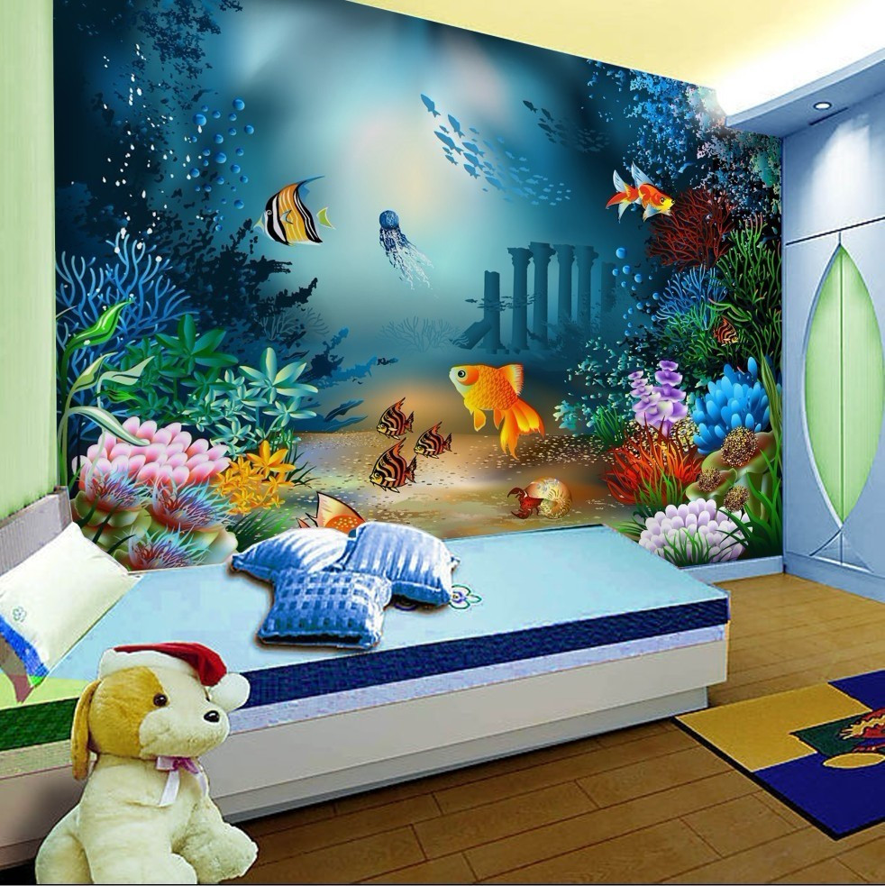 Ocean Themed Kids Room
 wallpaper cartoon non woven children room self adhesive