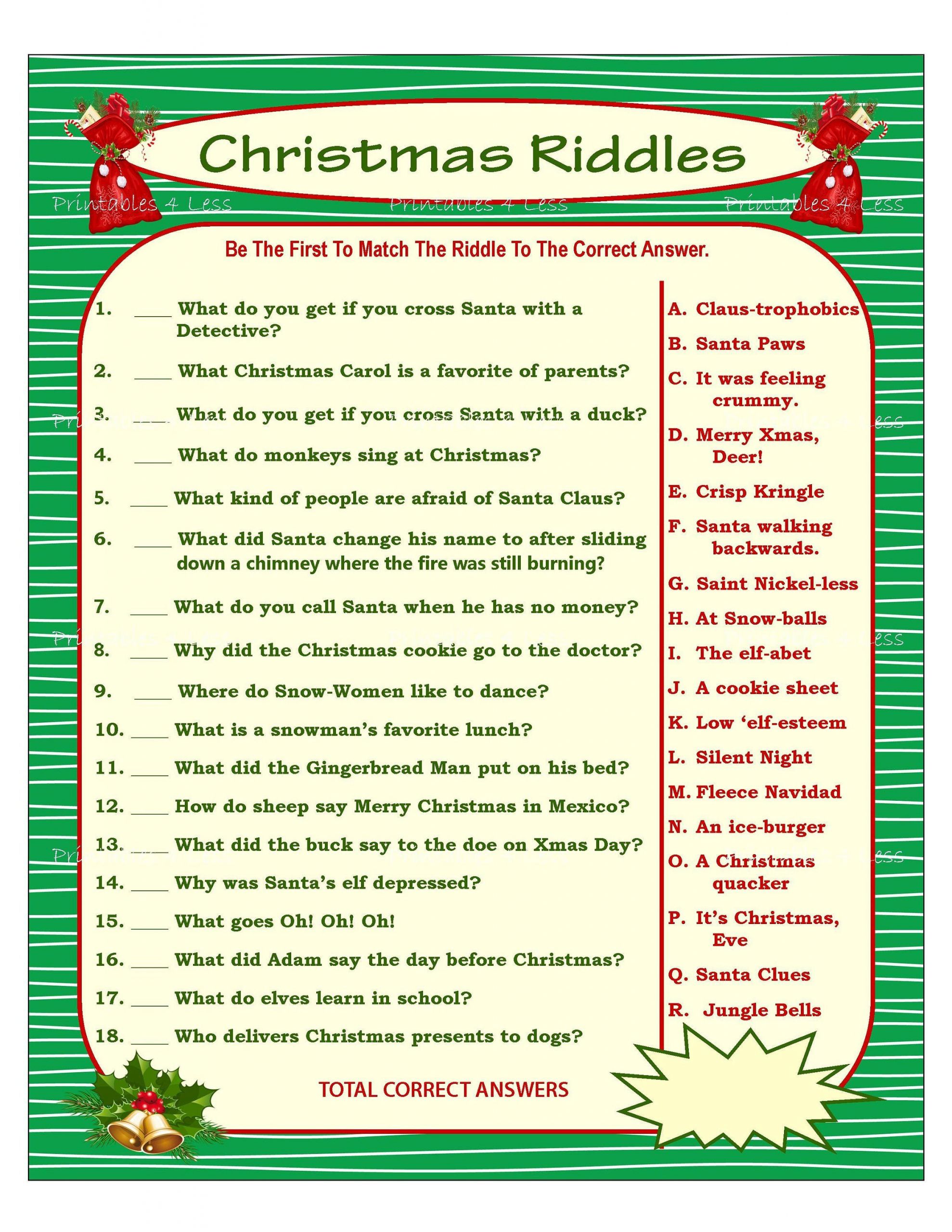 Office Christmas Party Kids In Mind
 Christmas Riddle Game DIY Holiday Party Game Printable