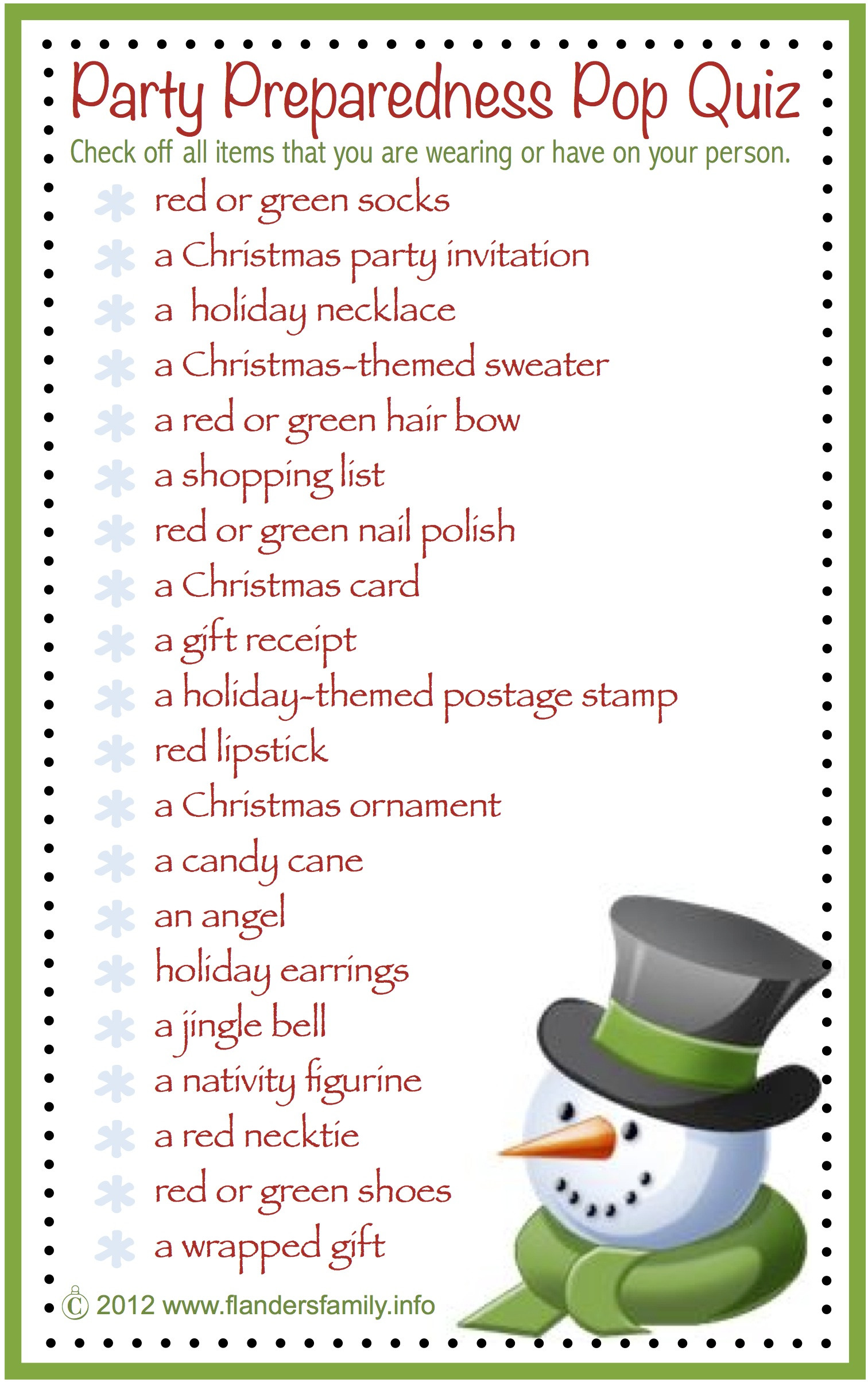 Office Holiday Party Game Ideas
 Party Preparedness Pop Quiz Free Printable Flanders