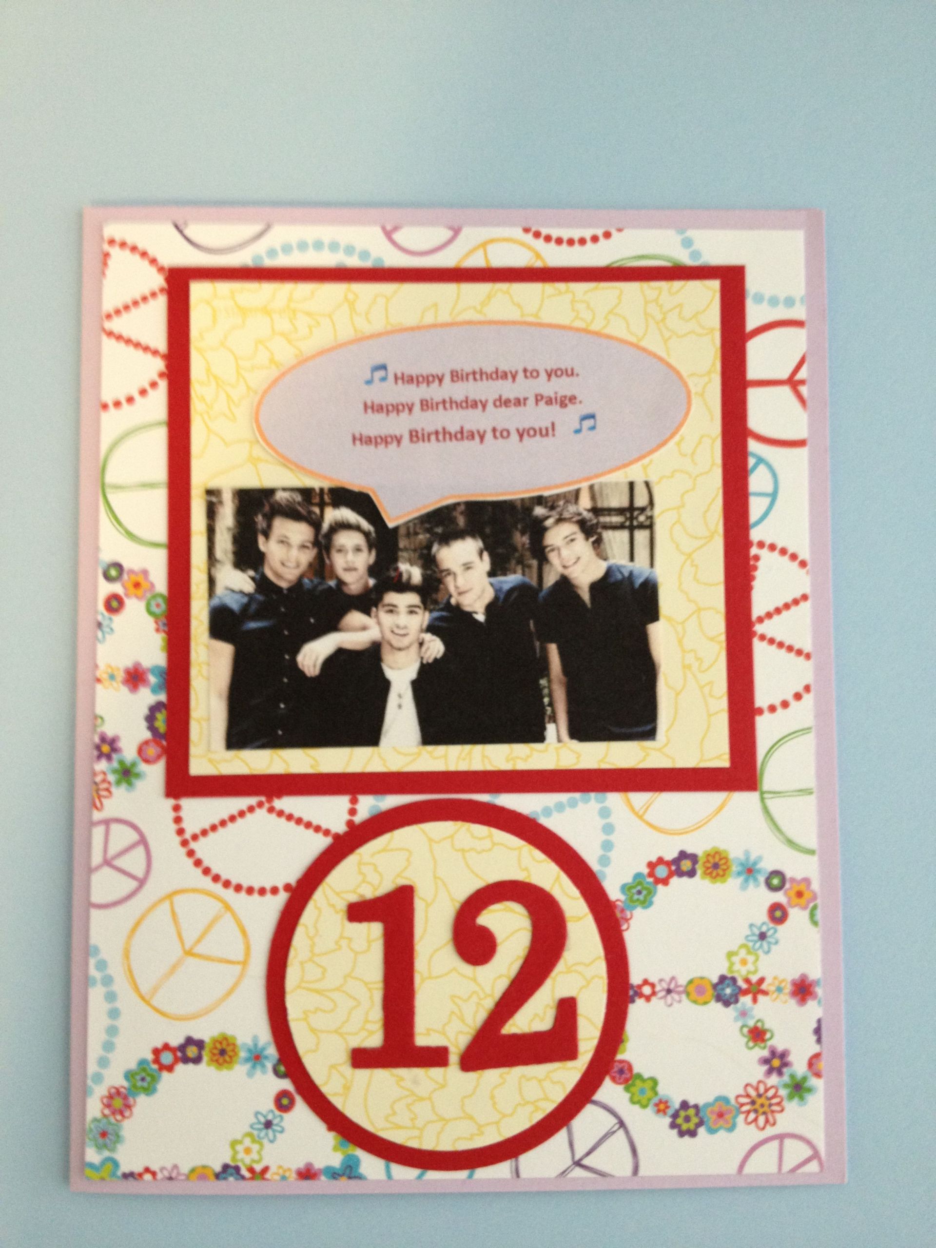 One Direction Birthday Card
 Birthday card from e Direction