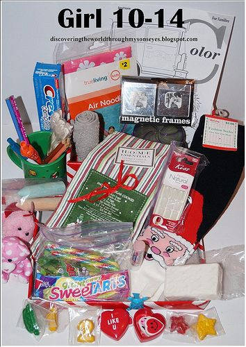 Operation Christmas Child Gift Ideas
 Shoe box idea for girls 10 14