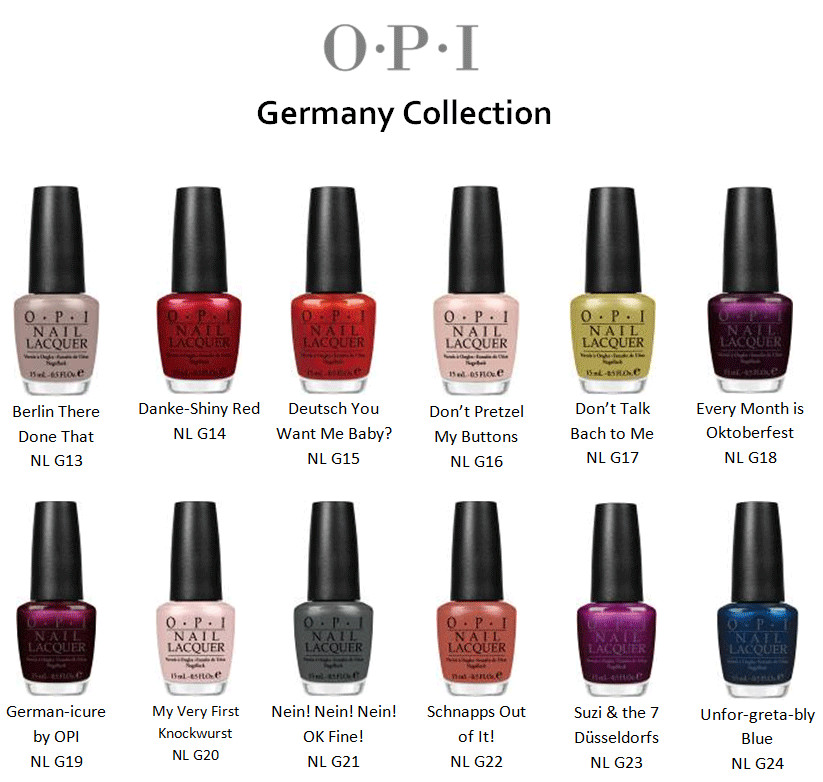 Opi Nail Colors Names
 OPI Germany Nail Polish Collection for Autumn 2012