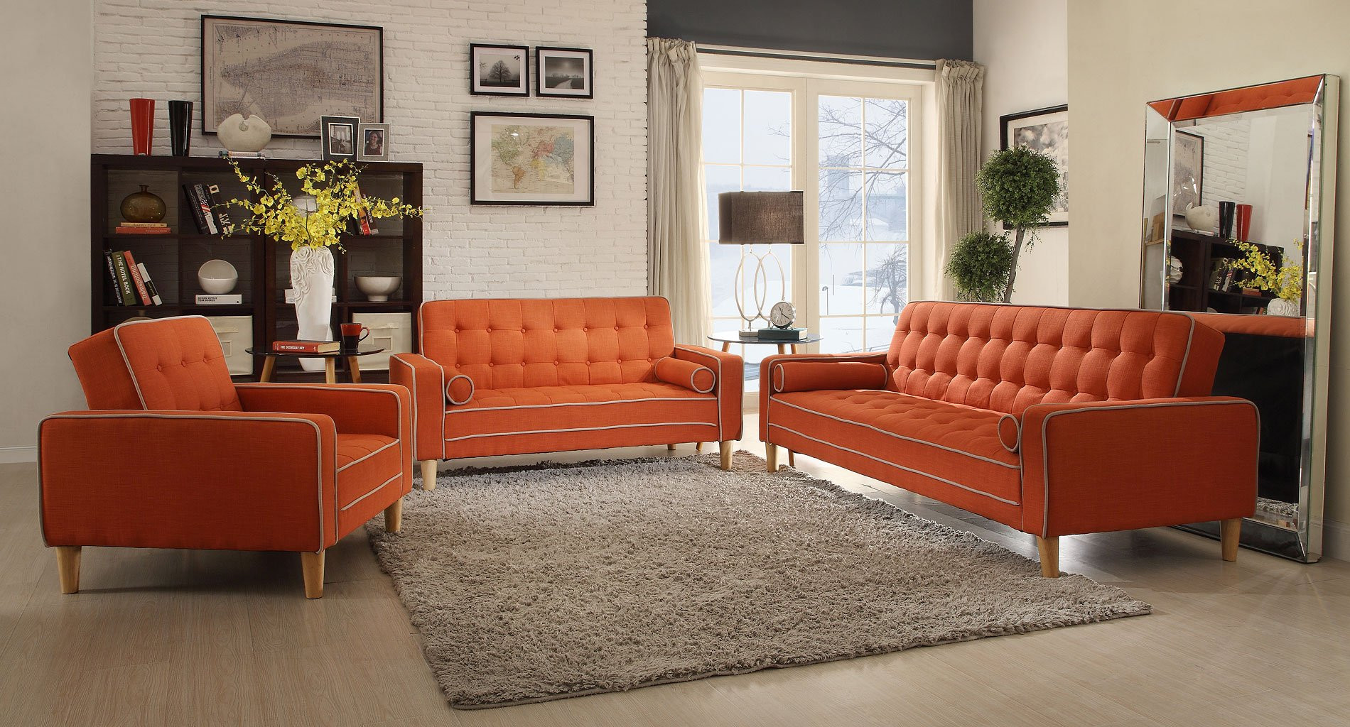 Orange Chair Living Room
 G835 Living Room Set Orange by Glory Furniture