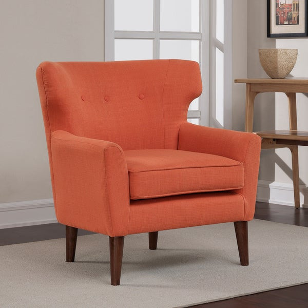 Orange Chair Living Room
 Orange Accent Chair Wingback Club Coral Rust Button Tufted