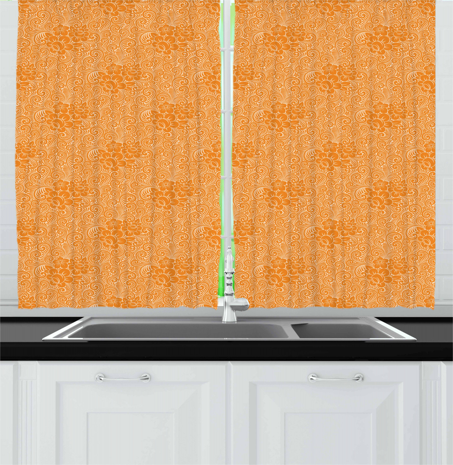 Orange Kitchen Curtains
 Orange Kitchen Curtains 2 Panel Set Window Drapes 55" X 39