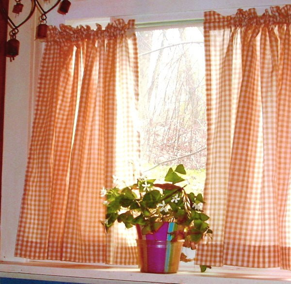 Orange Kitchen Curtains
 Orange Gingham Kitchen Café Curtain unlined or with white