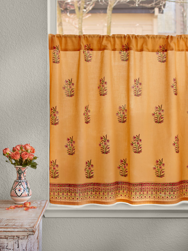 Orange Kitchen Curtains
 Orange kitchen curtain Floral Mango