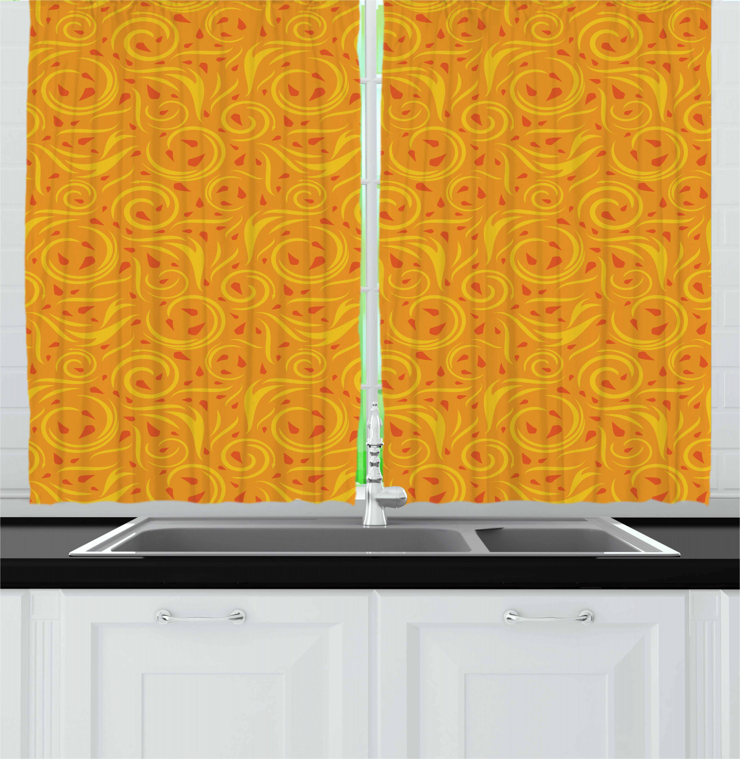 Orange Kitchen Curtains
 Orange Kitchen Curtains 2 Panel Set Window Drapes 55" X 39