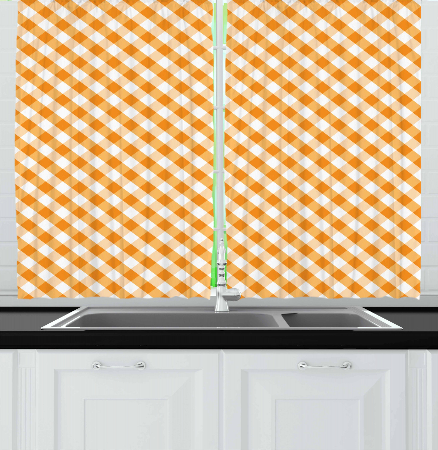 Orange Kitchen Curtains
 Orange Kitchen Curtains 2 Panel Set Window Drapes 55" X 39