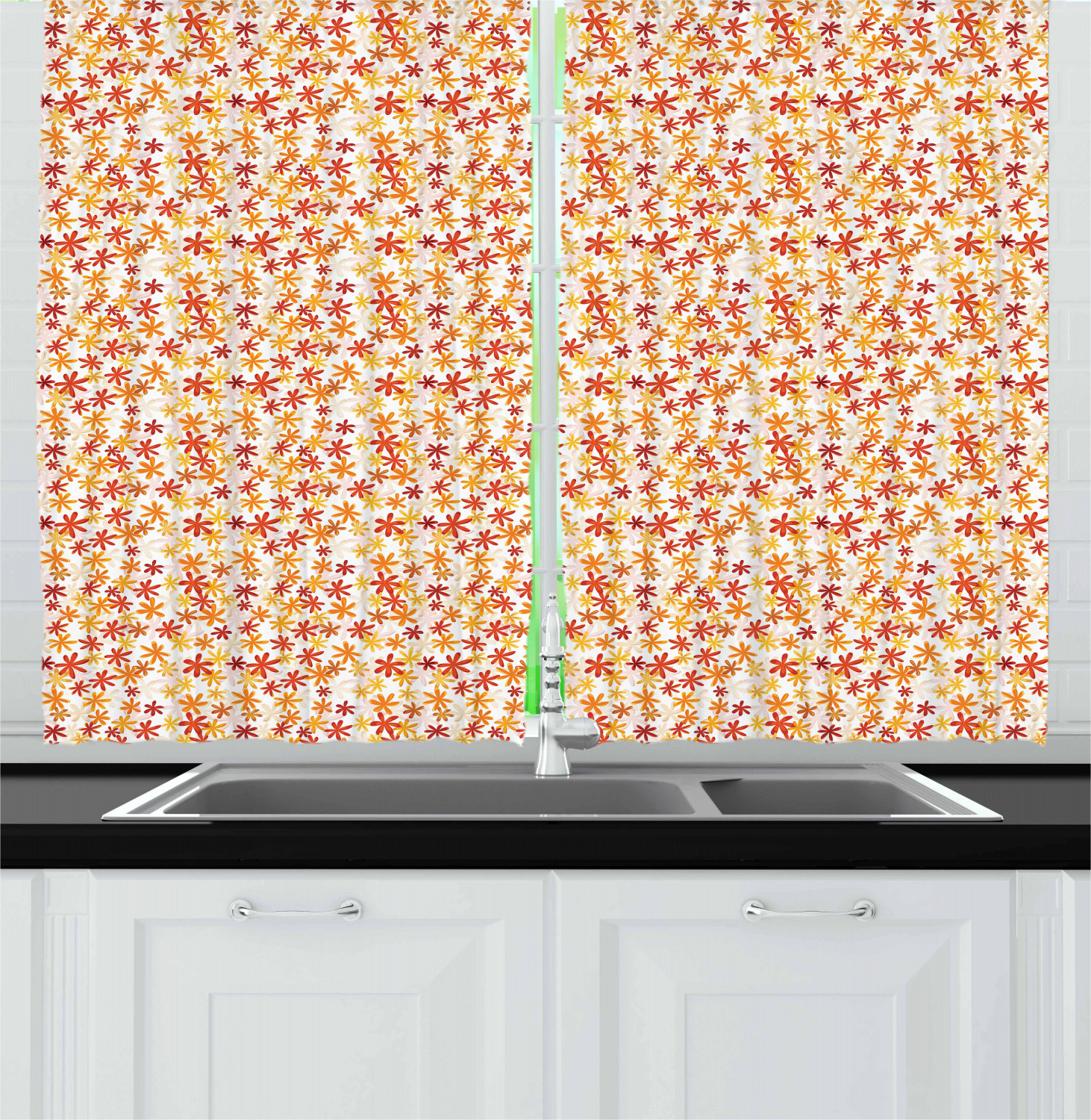 Orange Kitchen Curtains
 Orange Kitchen Curtains 2 Panel Set Window Drapes 55" X 39