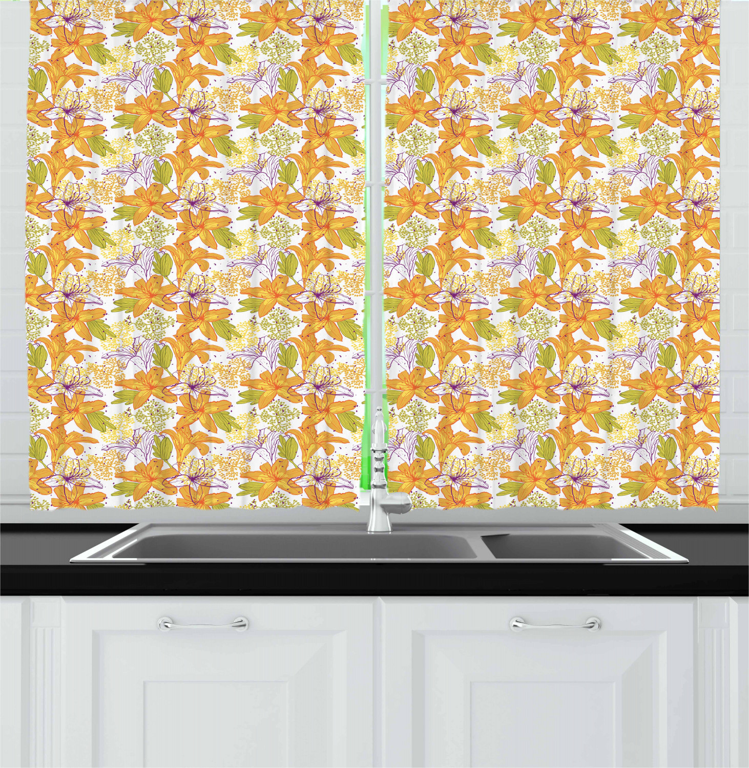 Orange Kitchen Curtains
 Orange Kitchen Curtains 2 Panel Set Window Drapes 55" X 39