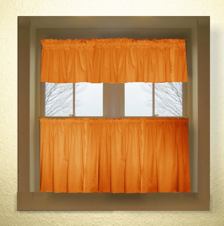 Orange Kitchen Curtains
 Orange color tier kitchen curtain two panel set