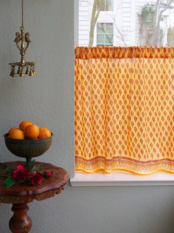 Orange Kitchen Curtains
 Orange kitchen curtain Paisley Indian