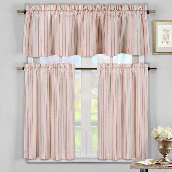 Orange Kitchen Curtains
 Shop Duck River Xandra Orange Striped 3 Piece Kitchen