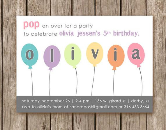 Order Birthday Invitations
 Items similar to PRINTED Balloon Birthday Party