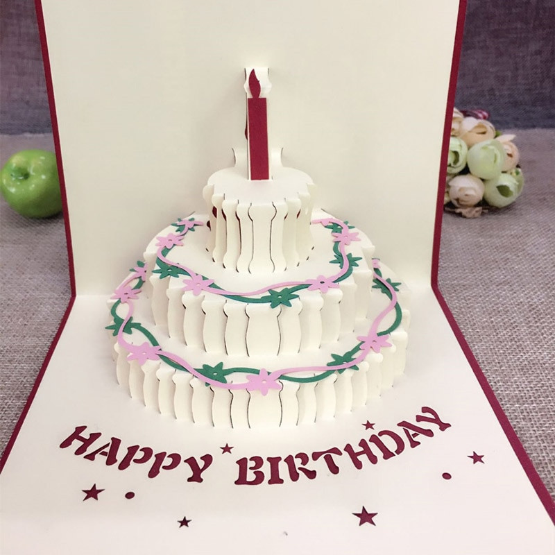 Origami Birthday Cake
 Aliexpress Buy 1pcs Birthday Gift Cake Card Pop Up