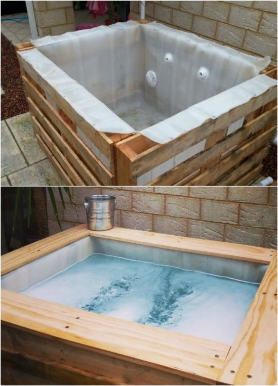 Outdoor Bathtub DIY
 DIY Upcycled Pallet Hot Tub s and