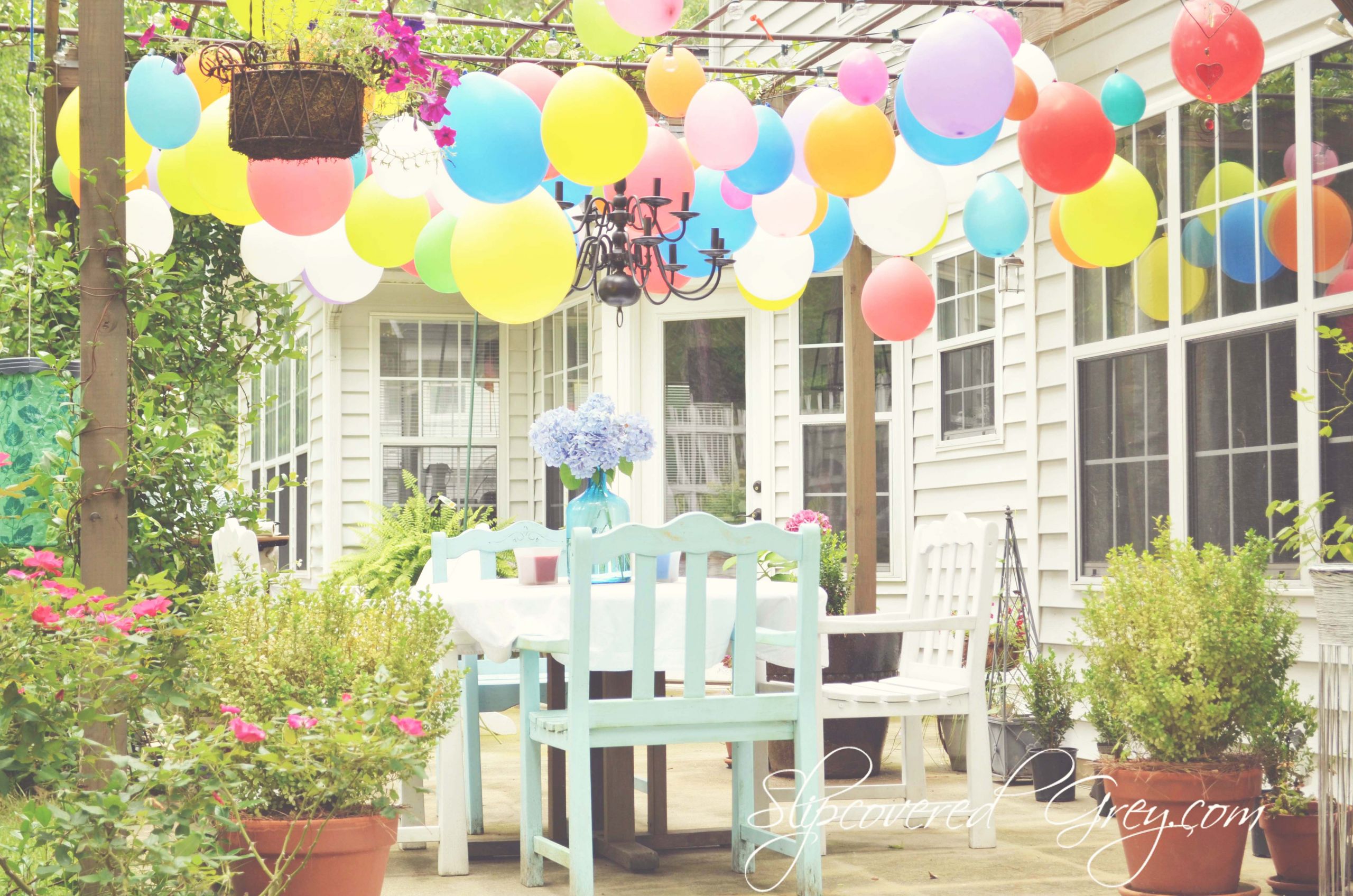 Outdoor Birthday Decorations
 Outdoor Movie Birthday Celebration Slipcovered Grey