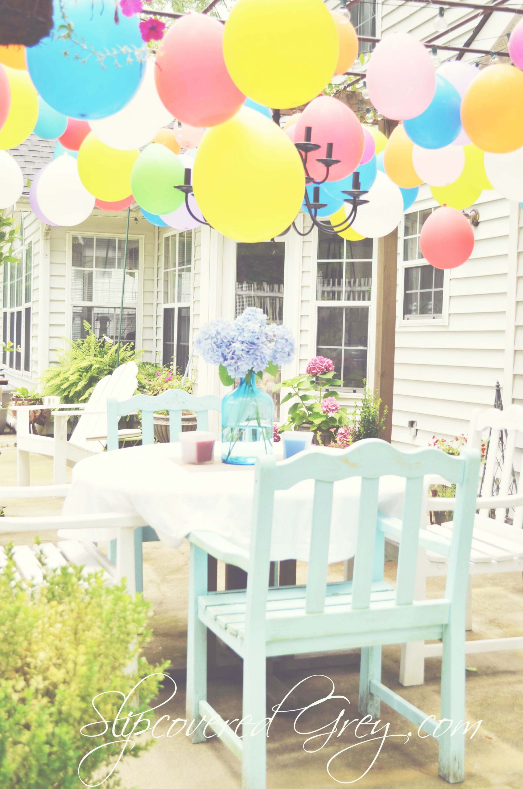 Outdoor Birthday Decorations
 Outdoor Movie Birthday Celebration Slipcovered Grey