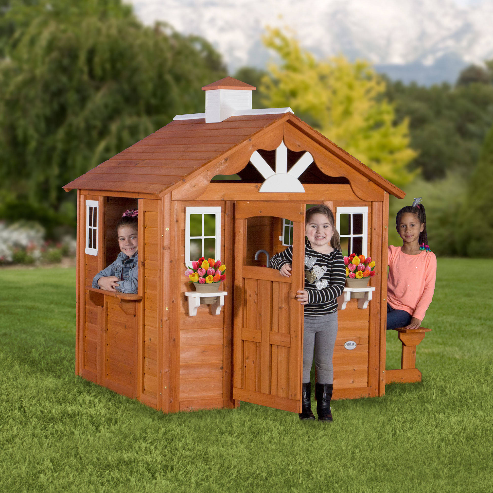 Outdoor Kids Playhouse
 Playhouse Backyard Discovery Summer Cottage Wooden Cedar