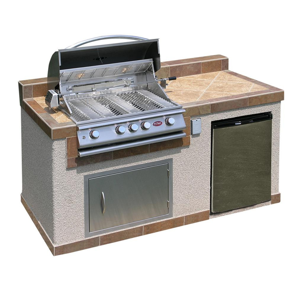 Outdoor Kitchen Kits Home Depot
 Cal Flame Outdoor Kitchen 4 Burner Barbecue Grill Island
