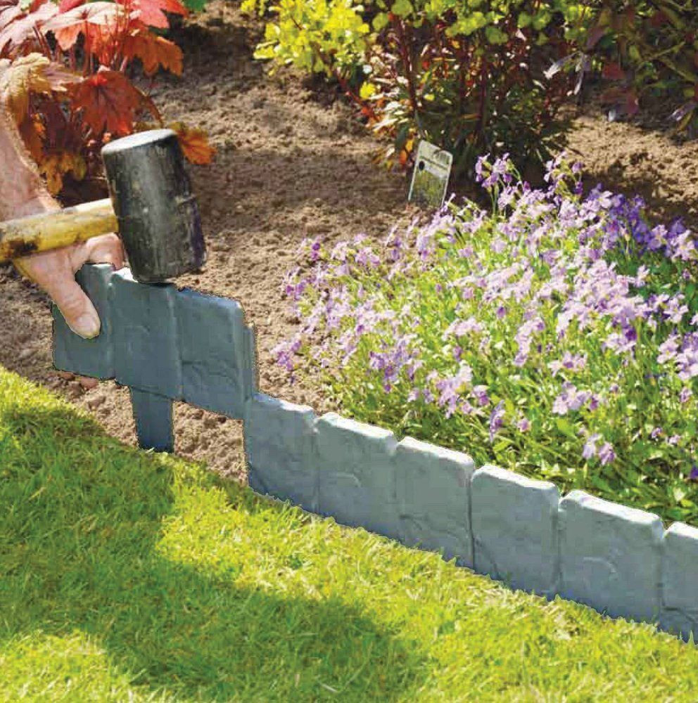 Outdoor Landscape Borders
 20Pcs Garden Fence Edging Cobbled Stone Effect Plastic