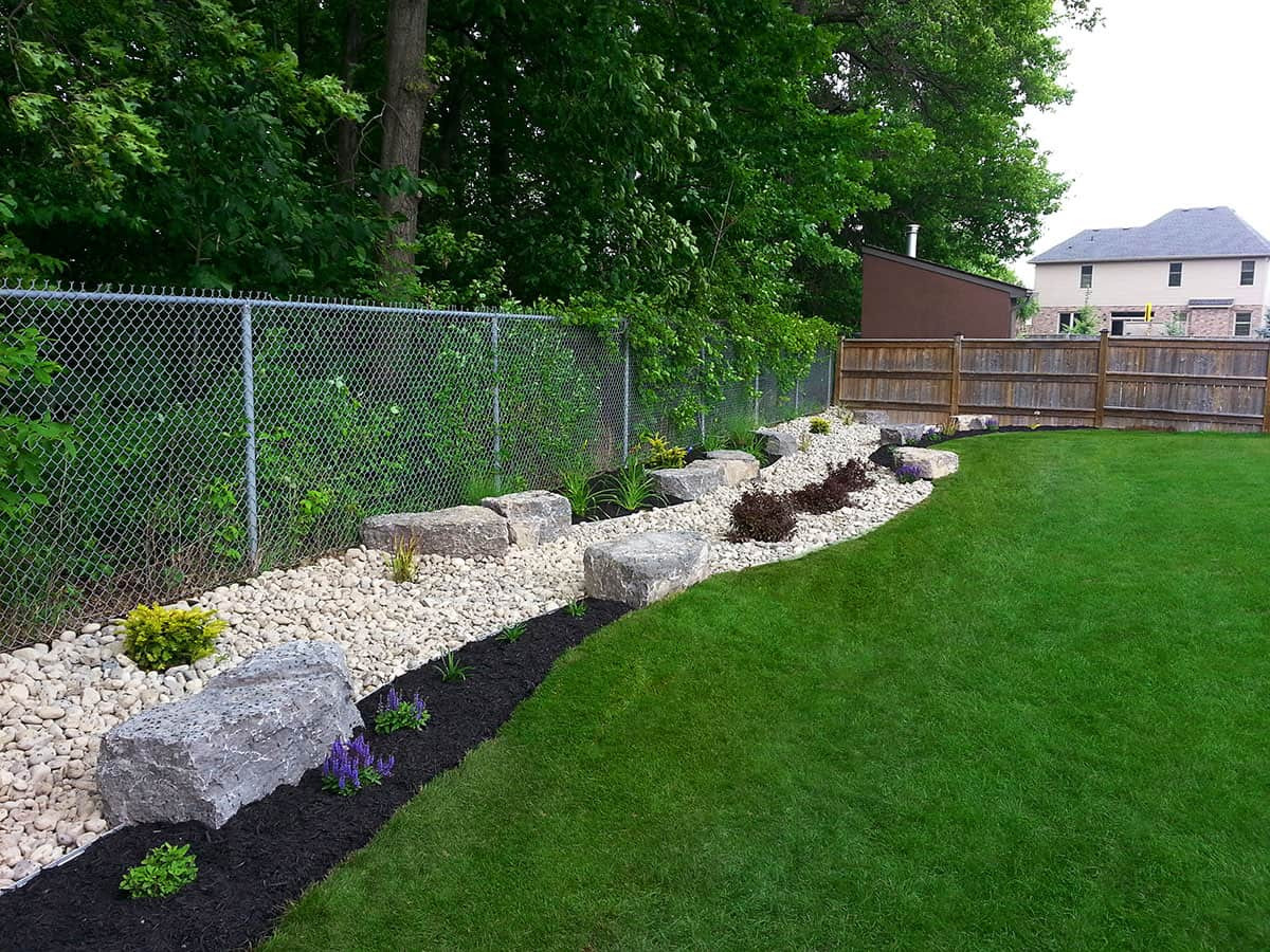 Outdoor Landscape With Rocks
 Backdrop Garden 1 3 River Rock Black Beauty Mulch