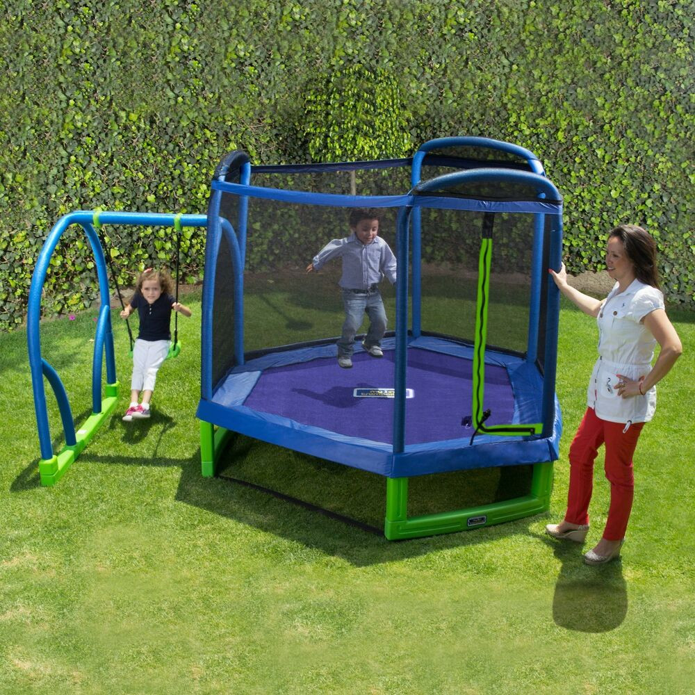 Outdoor Swing Kids
 Swing Set Trampoline Outdoor Playground Play Swingset