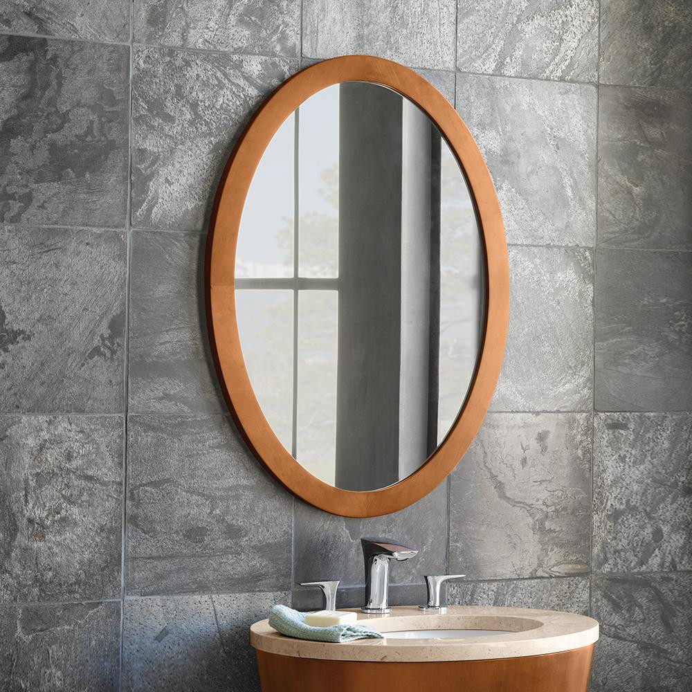 Oval Bathroom Vanity Mirrors
 23" Contemporary Solid Wood Framed Oval Bathroom Mirror