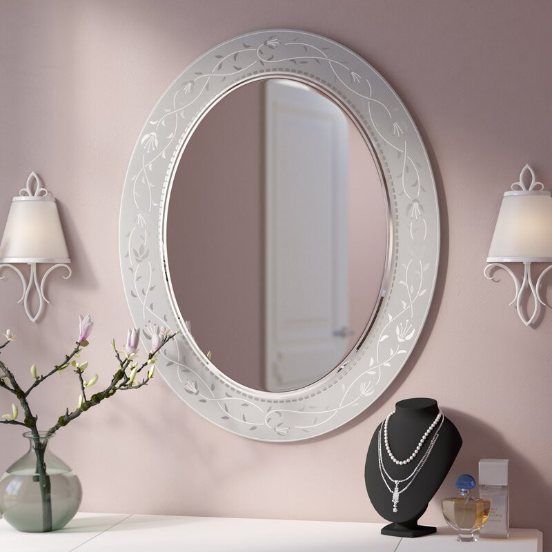 Oval Bathroom Vanity Mirrors
 Lark Manor Moran re Oval Etched Border Bathroom Vanity