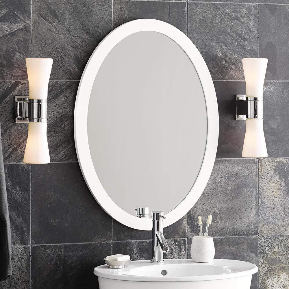 Oval Bathroom Vanity Mirrors
 23" Contemporary Solid Wood Framed Oval Bathroom Mirror