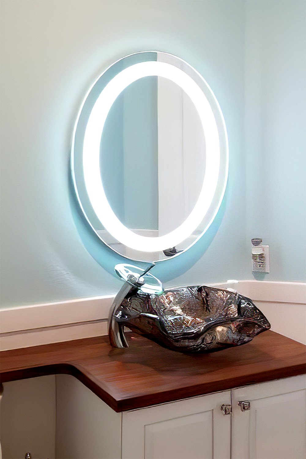 Oval Bathroom Vanity Mirrors
 Front Lighted LED Bathroom Vanity Mirror 32" x 40" Oval