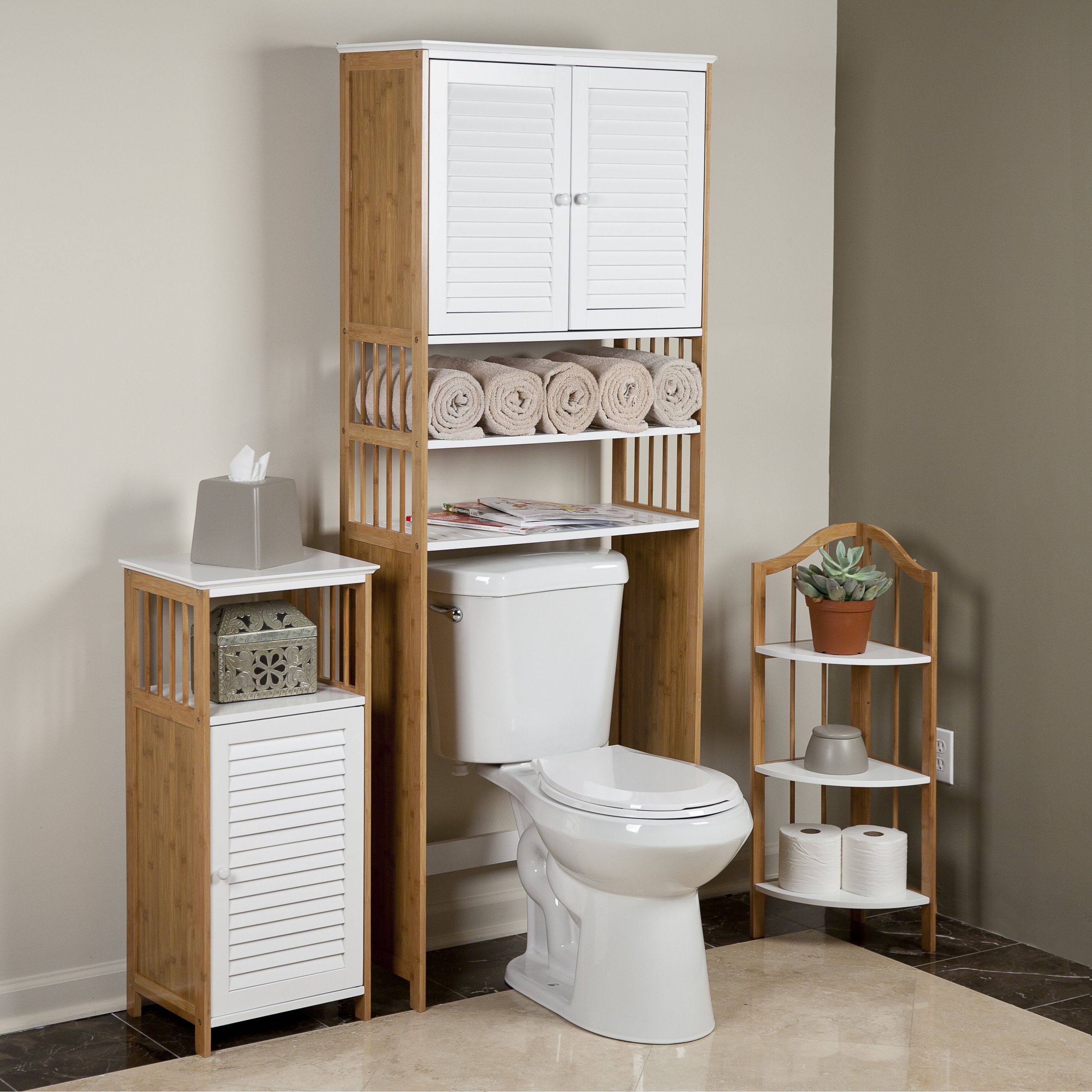 Over The Bathroom Storage
 DanyaB Bamboo Bathroom 27" x 71" Free Standing Over the