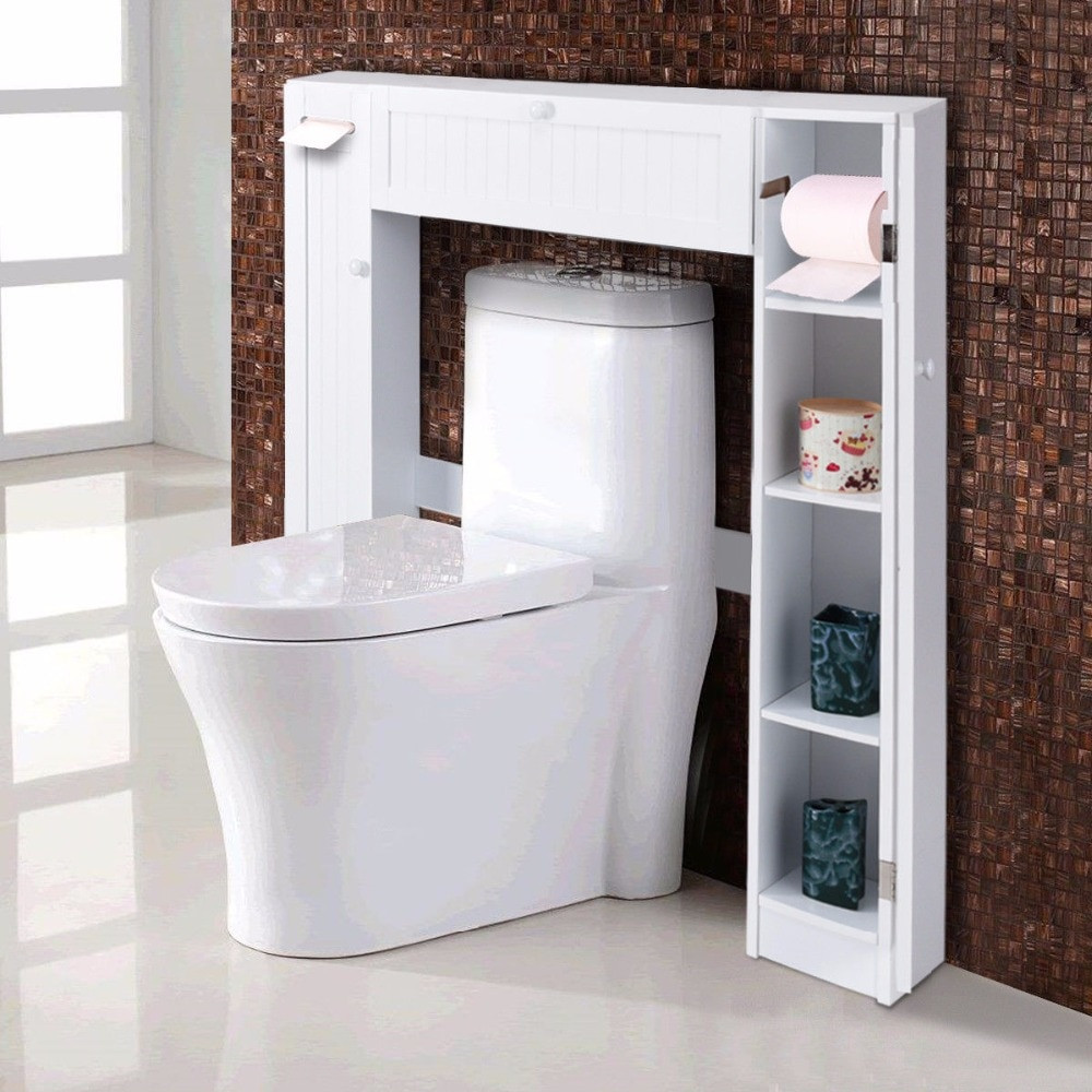 Over The Toilet Bathroom Storage
 Giantex Wooden White Shelf Over The Toilet Storage Cabinet