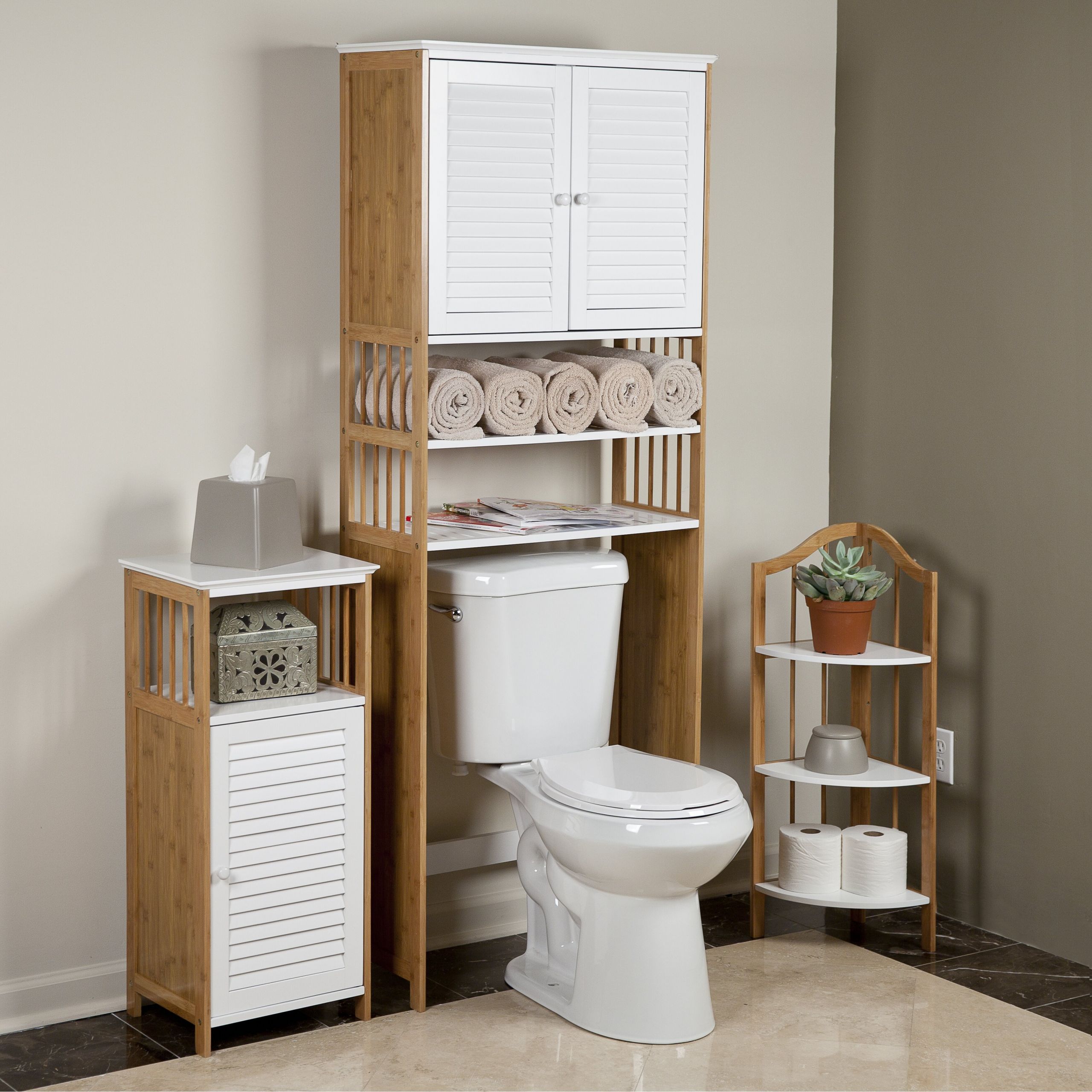 Over The Toilet Bathroom Storage
 DanyaB Bamboo Bathroom 27" x 71" Free Standing Over the