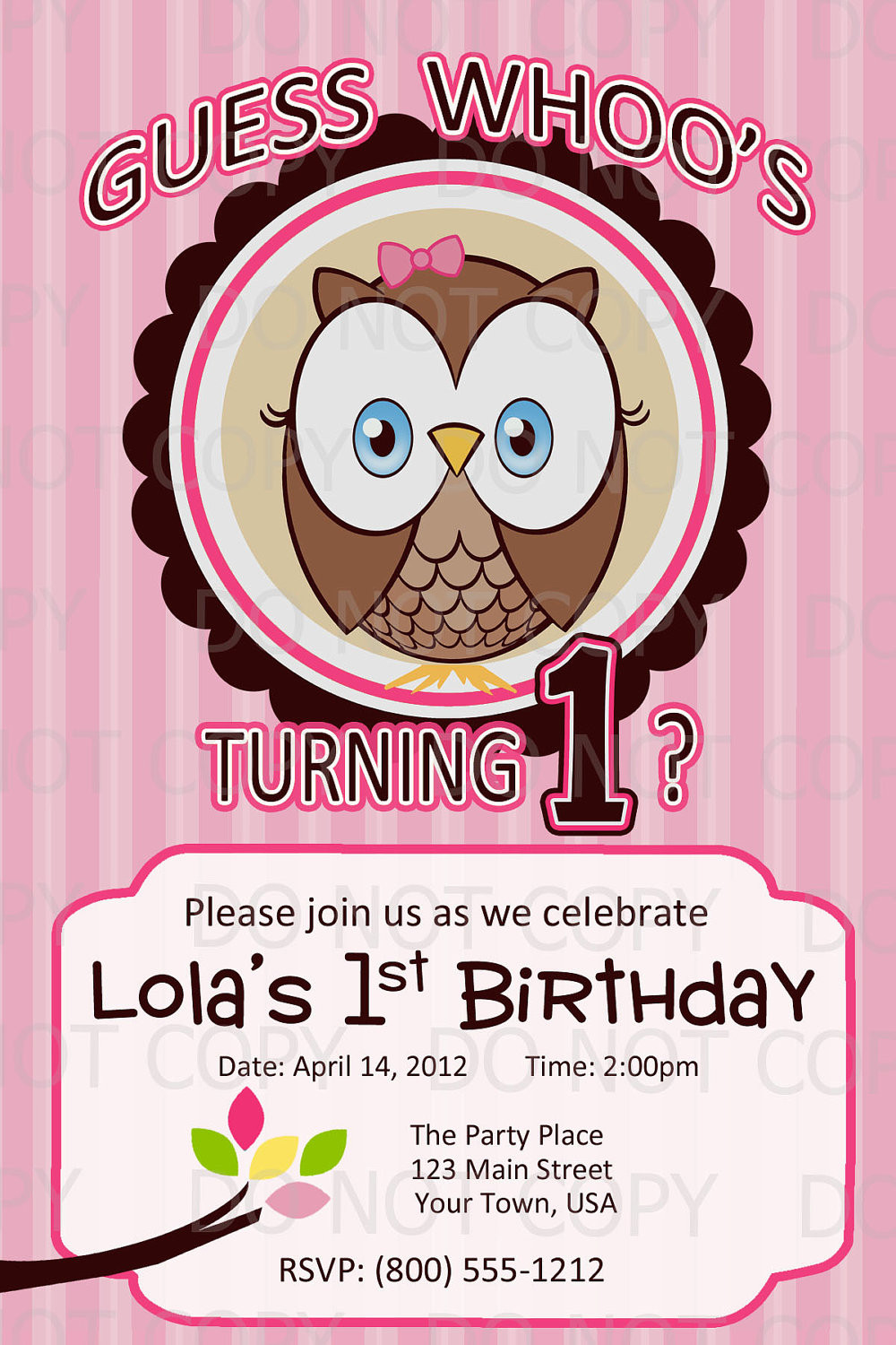 Owl 1st Birthday Invitations
 Printable DIY Owl First Birthday Birthday Party Invitation