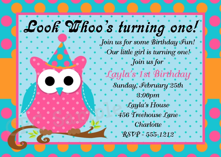 Owl 1st Birthday Invitations
 Owl 1st Birthday Party Invitations