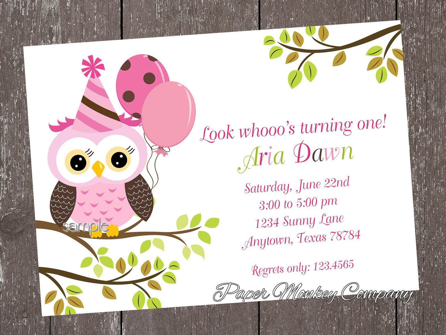 Owl 1st Birthday Invitations
 Pink Owl Birthday Invitations 1 00 each with envelope