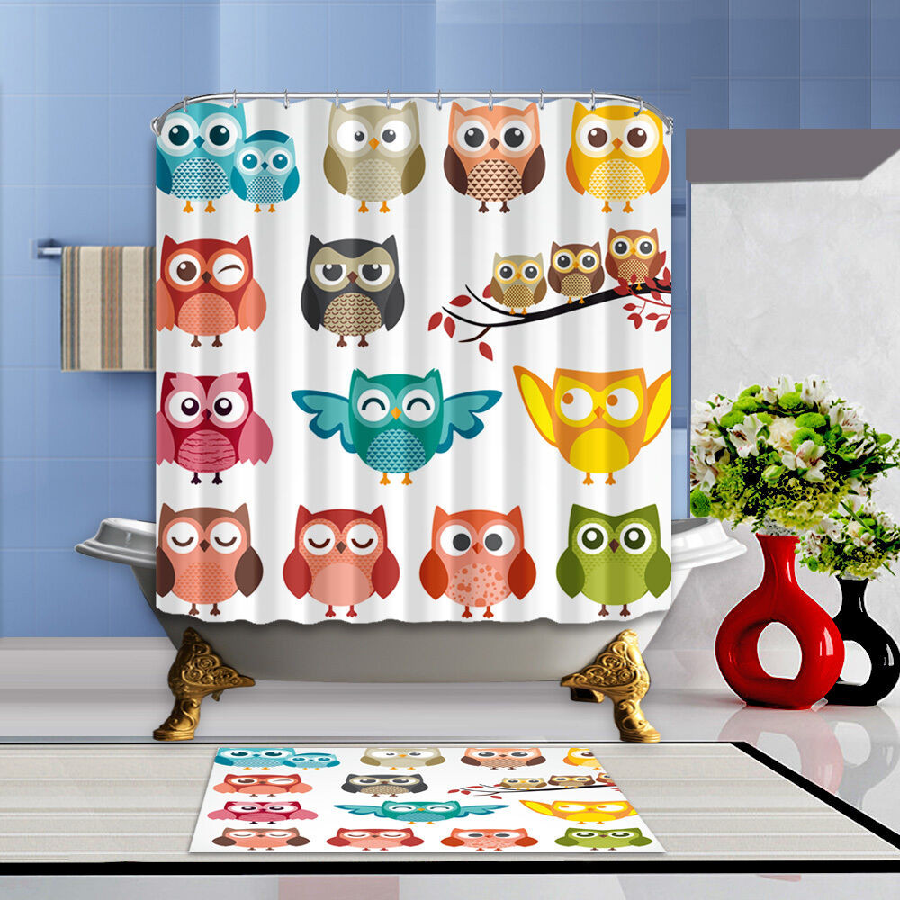 Owl Bathroom Decor
 Cartoon owl Fabric Shower Curtain Bathroom Decor Polyester