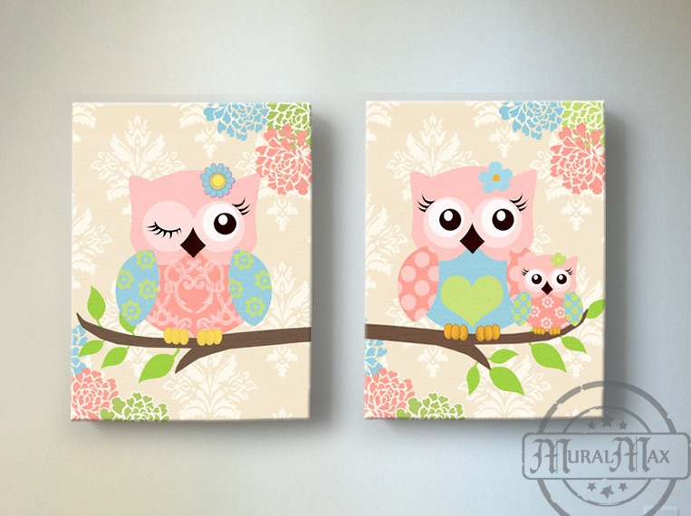 Owl Kids Decor
 Kids Wall Art Owl Nursery Baby Girl Owl Decor Owl Nursery