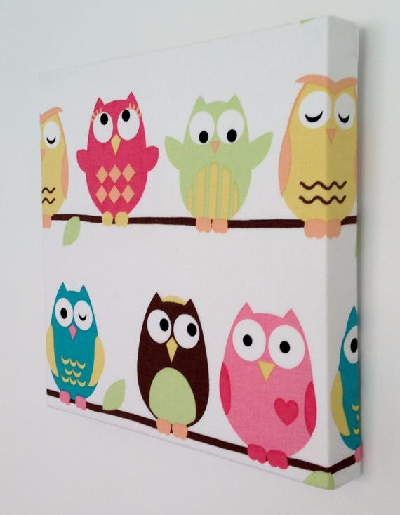 Owl Kids Decor
 Items similar to Kids Canvas Wall Art Nursery Decor Owls