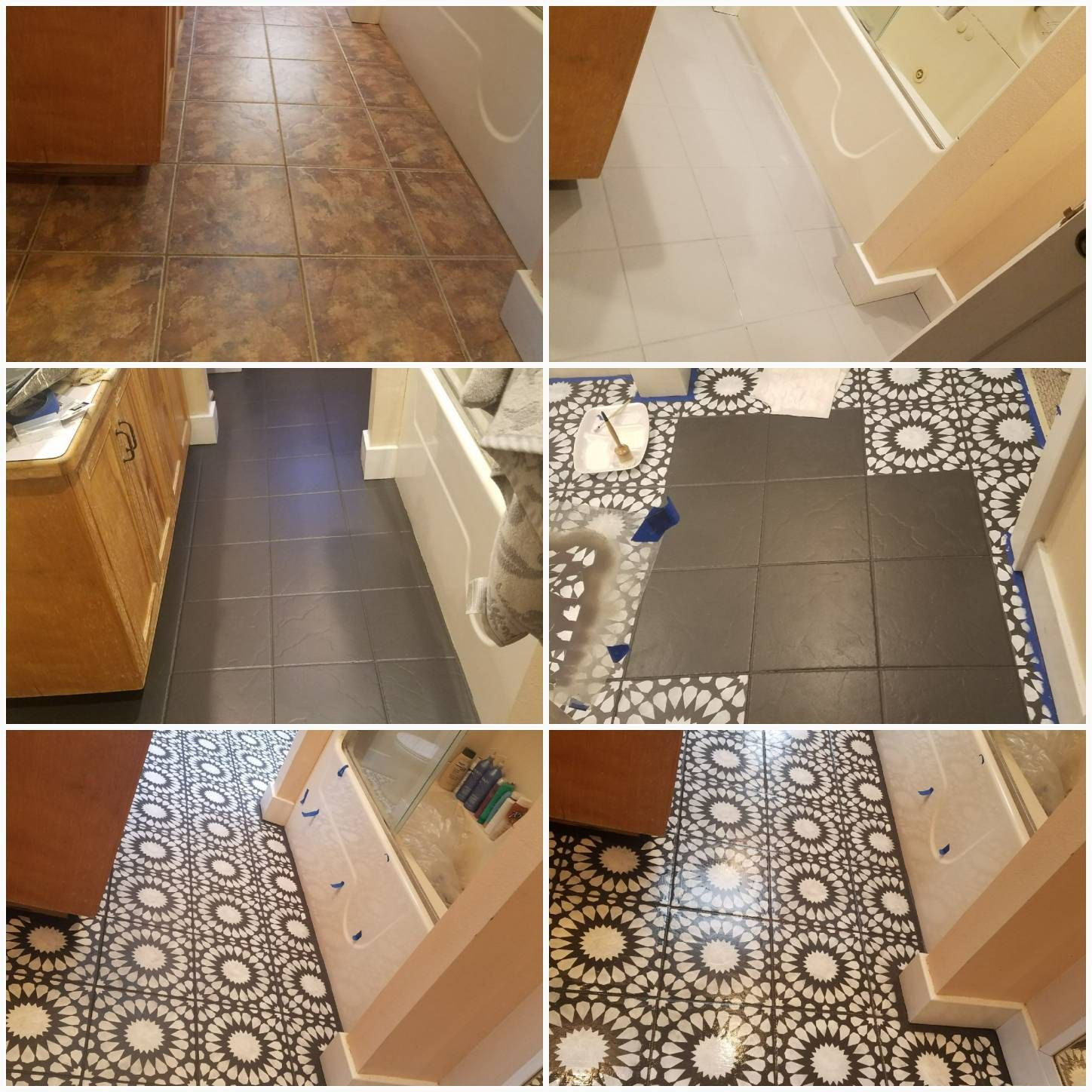 Paint Bathroom Floor Tile
 Cordelia Tile Stencil
