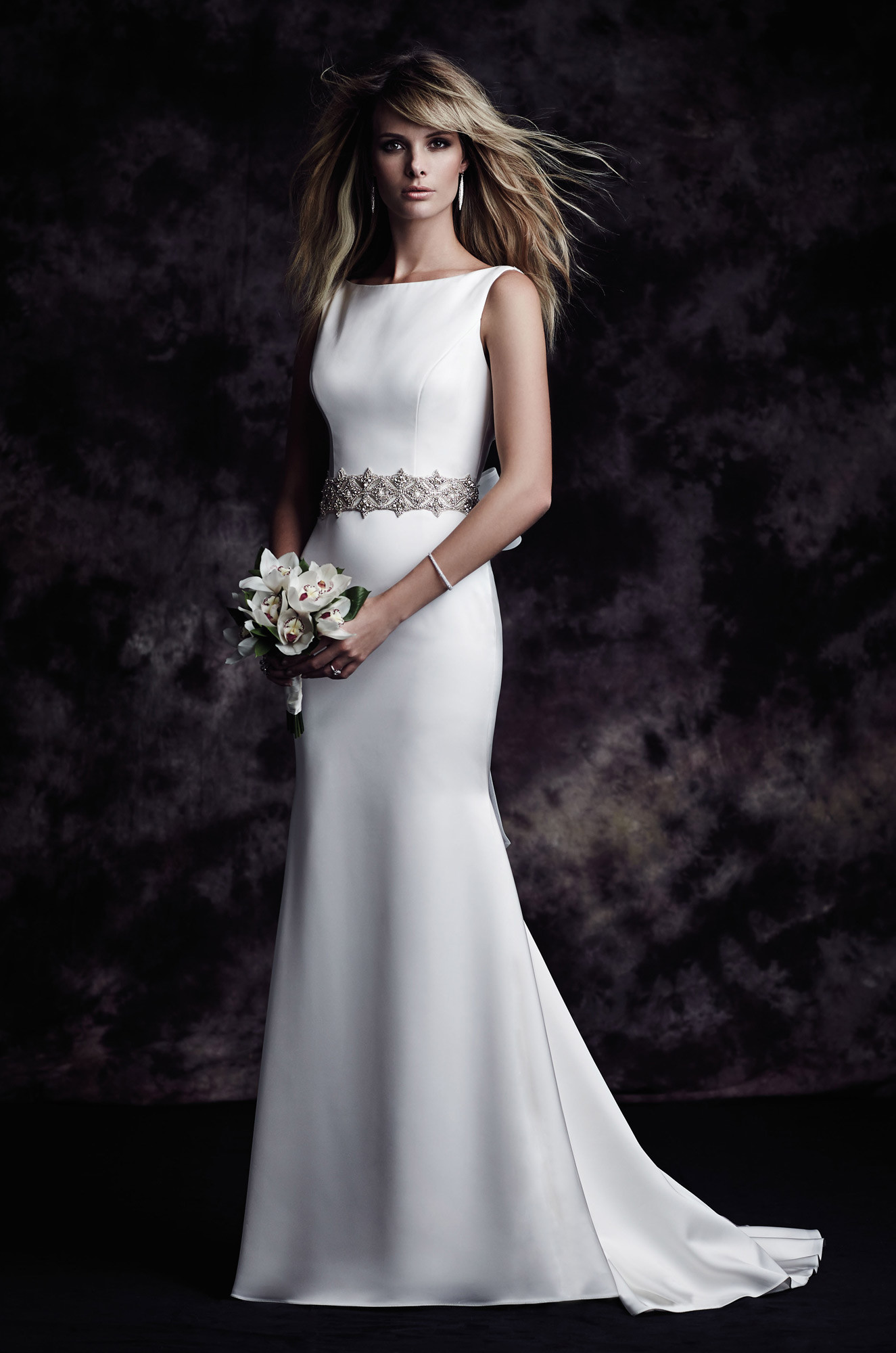 Paloma Blanca Wedding Dress
 Satin Bateau Wedding Dress Style 4614