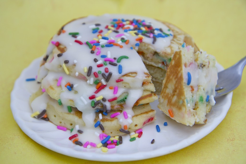 Pancake Birthday Cake
 Birthday Cake Pancakes w Buttercream