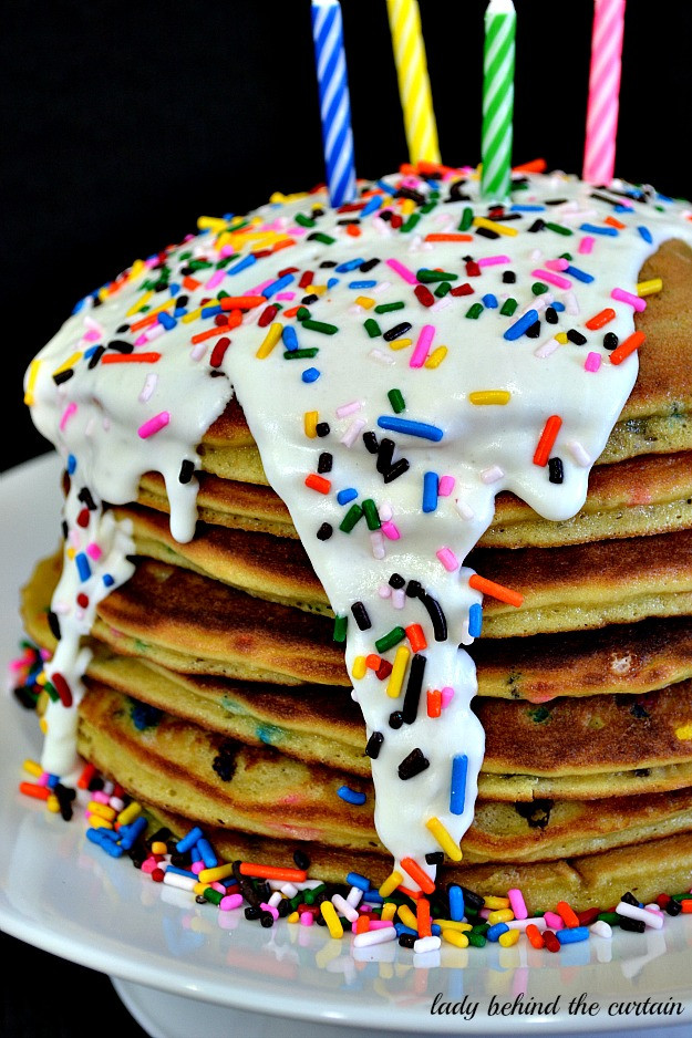 Pancake Birthday Cake
 Cake Batter Birthday Pancakes