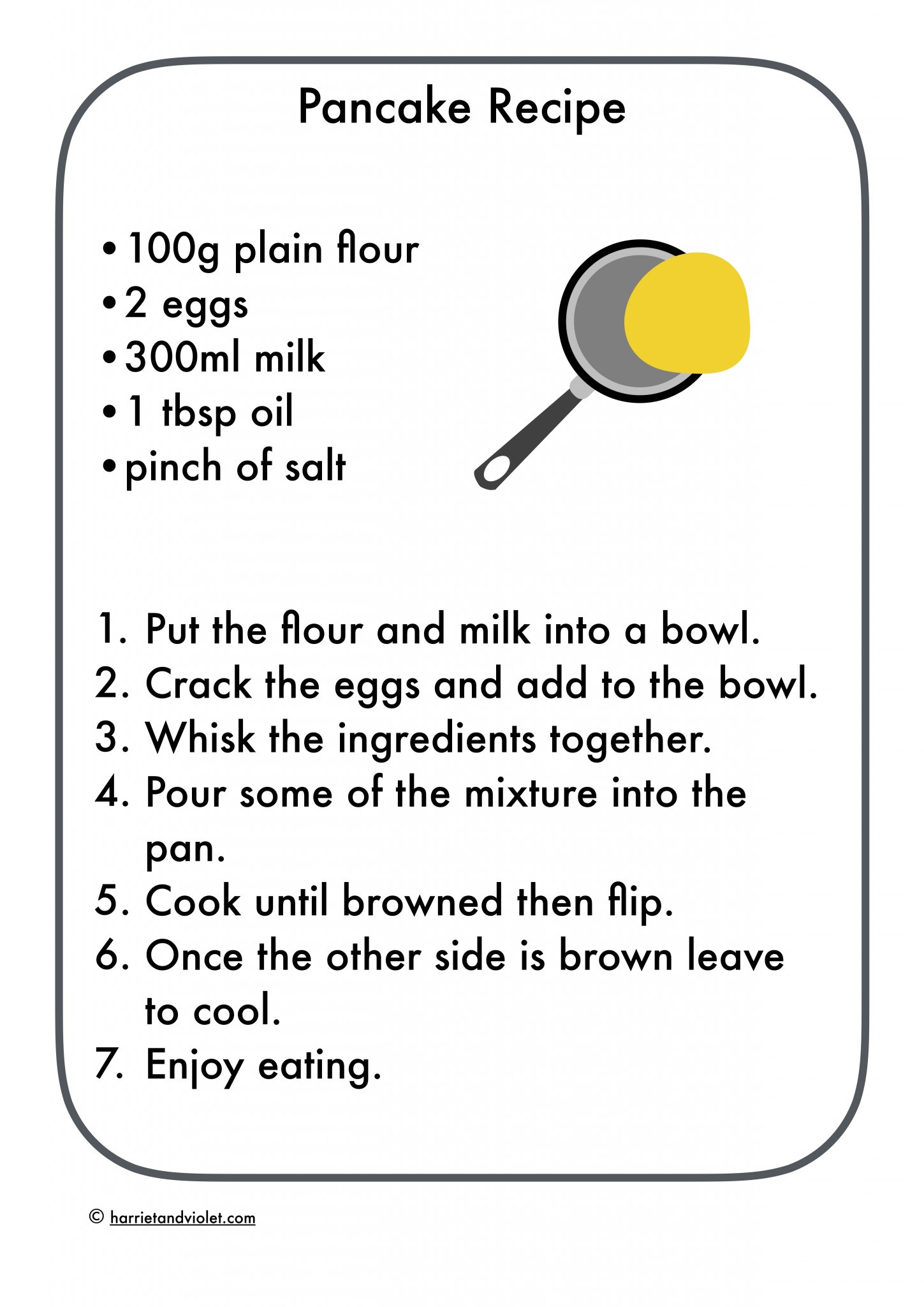 Pancake Recipes For Kids
 Pancake Recipe easy to follow Free Teaching Resources